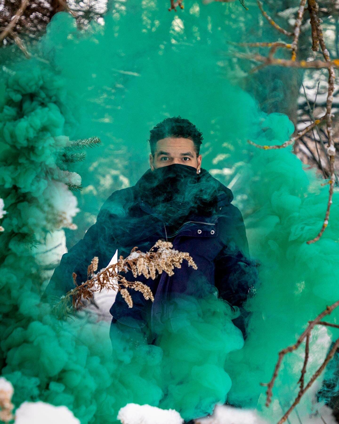 man in green smoke